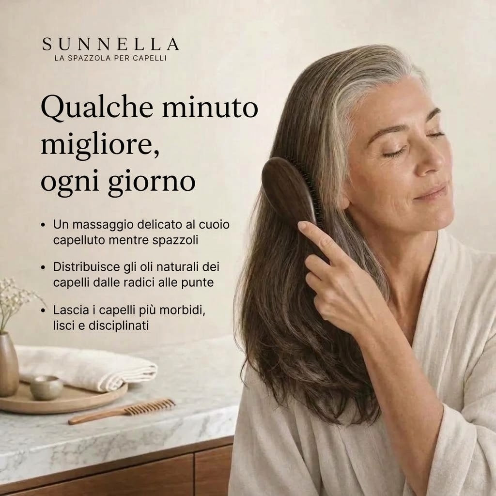 Sunnella™ Spazzola in setole di cinghiale “Secondo giorno” – Radici fresche più a lungo per capelli fini e grassi