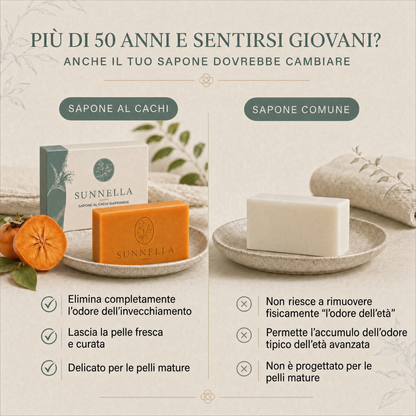 Sapone Giapponese al Cachi – Elimina alla Radice l'Odore della Pelle che Cambia con l'Età